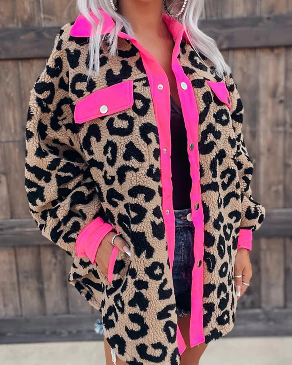 Women's Leopard Print Fur Coat