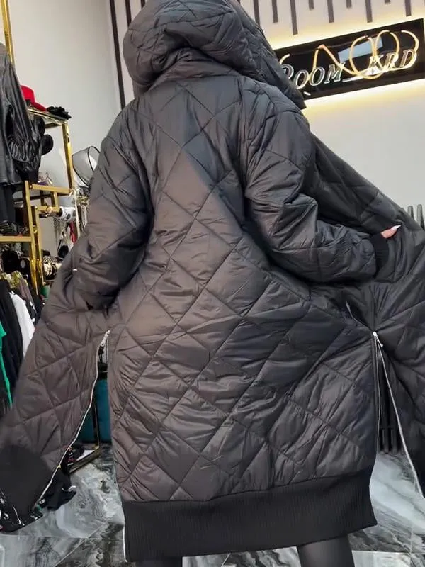 Women's Hooded Long Sleeve Side Zipper Casual Cotton Jacket